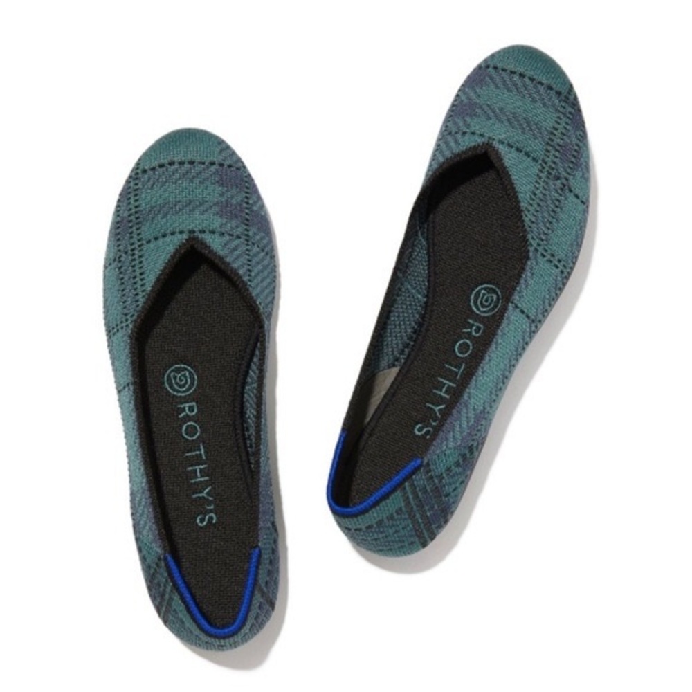 Rothy’s pine plaid flats, size 7.5